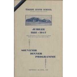 Timaru South School Jubilee 1881-1947 Souvenir Dinner Programme
