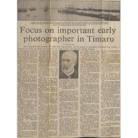 Focus on important early photographer in Timaru