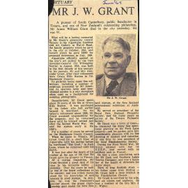 Obituary: Mr J W Grant