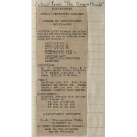 Timaru Technical College: School of Accountancy 1953 Classes