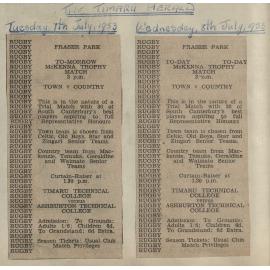Rugby: Fraser Park McKenna Trophy Match advertisements