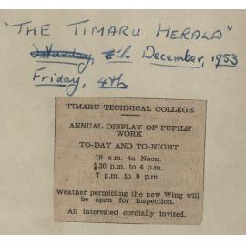 Timaru Technical College Annual Display of Pupils Work advertisement