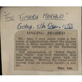 Letter to the editor: Singing praised