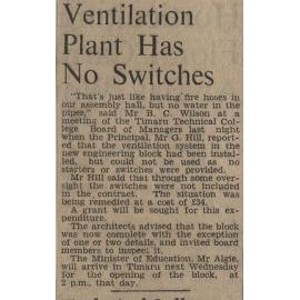 Ventilation Plant Has No Switches