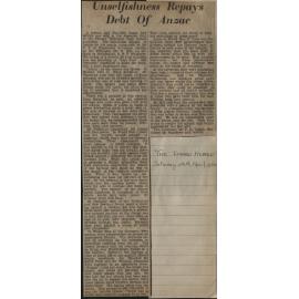 Unselfishness Repays Debt Of Anzac