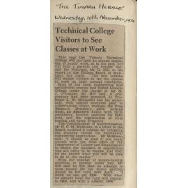 Technical College Visitors to See Classes at Work