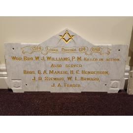 Lodge Pareora war memorial plaque