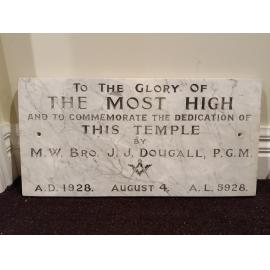 Masonic Temple dedication plaque