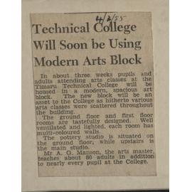 Technical College Will Soon be Using Modern Arts Block