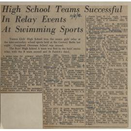 High School Teams Successful In Relay Events At Swimming Sports
