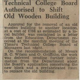 Technical College Board Authorised to Shift Old Wooden Building