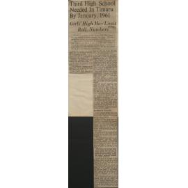 Third High School Needed in Timaru by January 1961