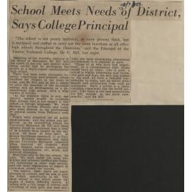 School Meets Needs of District Says College Principal