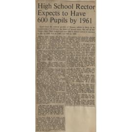 High School Rector Expects to Have 600 Pupils by 1961