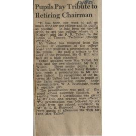 Pupils Pay Tribute to Retiring Chairman