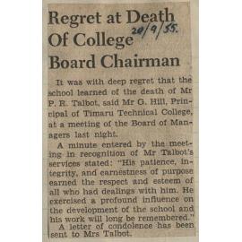 Regret at Death of College Board Chairman