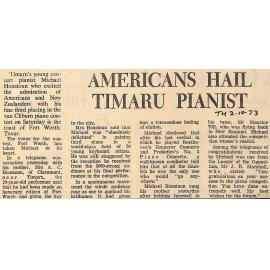 Americans Hail Timaru Pianist