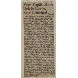 Few Pupils Have Itch to Leave, Says Principal