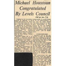 Michael Houstoun Congratulated By Levels Council