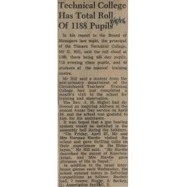 Technical College Has Total Roll Of 1188 Pupils 