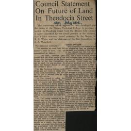 Council Statement On Future of Land In Theodocia Street