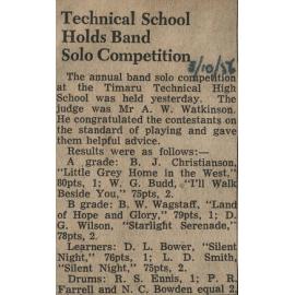 Technical School Holds Band Solo Competition