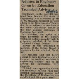 Address to Engineers Given by Education Technical Adviser