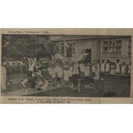 Students of the Timaru Technical High School stage physical culture display