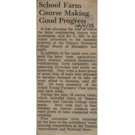 School Farm Course Making Good Progress