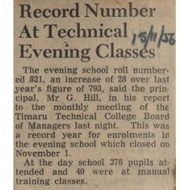 Record Number At Technical Evening Classes