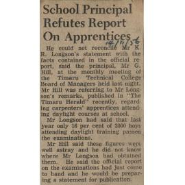 School Principal Refutes Report on Apprentices