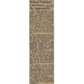 School Principal Lists Passes By Apprentices 