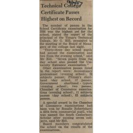 Technical College Certificate Passes Highest on Record