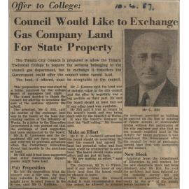 Offer to College: Council Would Like to Exchange Gas Company Land For State Property