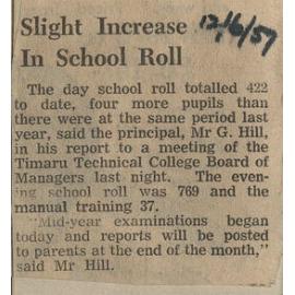 Slight Increase In School Roll