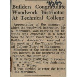 Builders Congratulate Woodwork Instructor At Technical College