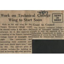 Work on Technical College Wing to Start Soon