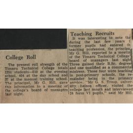 College Roll / Teaching Recruits