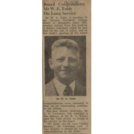 Board Congratulates Mr W E Tubb On Long Service
