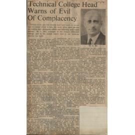 Technical College Head Warns of Evil Of Complacency