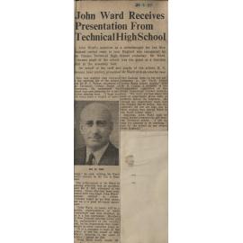 John Ward Receives Presentation From Technical High School
