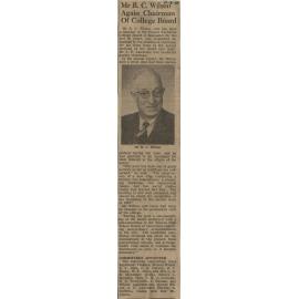 Mr B C Wilson Again Chairman of College Board