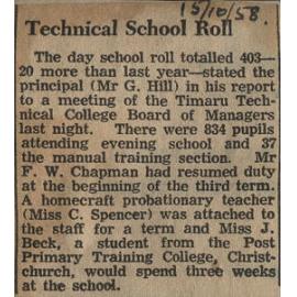 Technical School Roll
