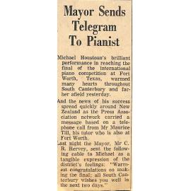Mayor Sends Telegram To Pianist