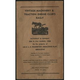 Vintage Machinery and Traction Engine Club Rally 1968 souvenir programme