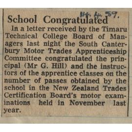 School Congratulated