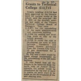 Grants to Technical College £12,715
