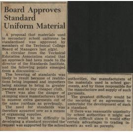 Board Approves Standard Unifrom Material
