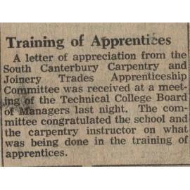 Training of Apprentices