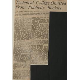Technical College Omitted From Publicity Booklet